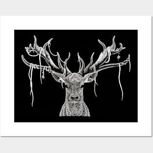 white deer Posters and Art